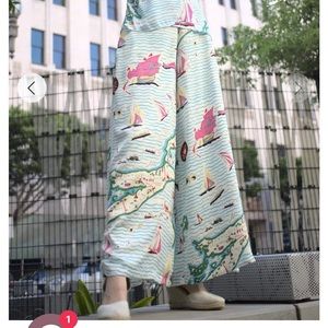 Wide leg sailboat print pants